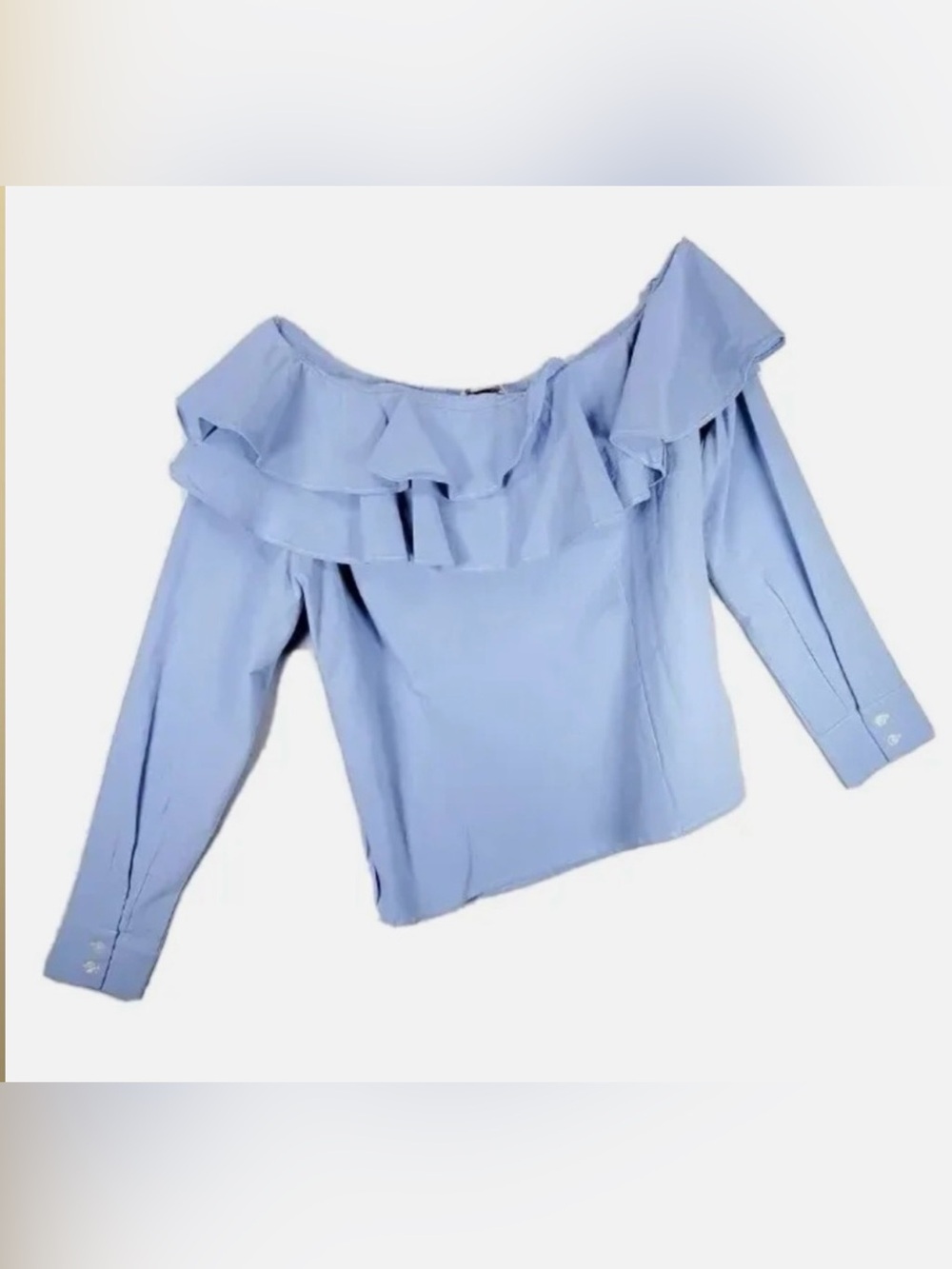 H&M Light Blue Ruffle Off-Shoulder Blouse - Picture 2 of 8